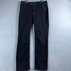 Jones New York Lexington Straight Jeans Mid Rise Womens Black Size 12